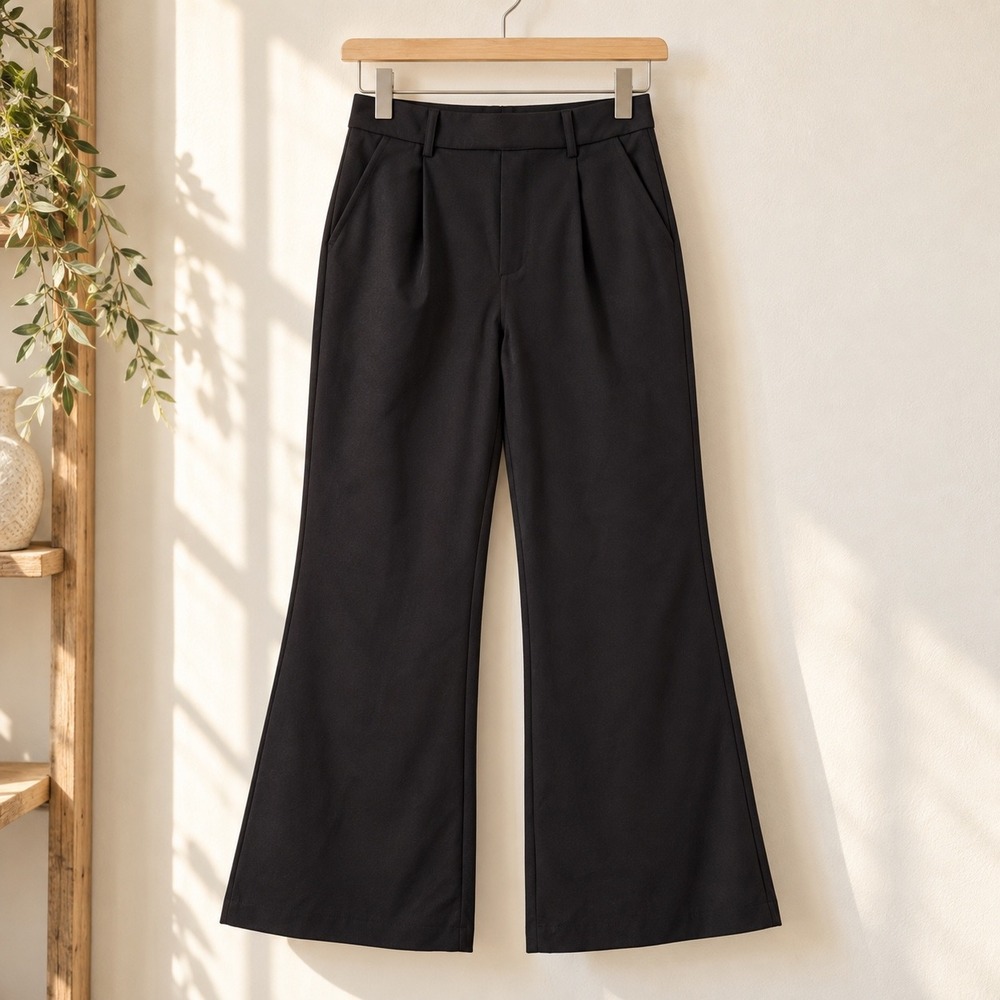 Halara NWT Black Wide Leg Work Pants M High Rise Pleated Trouser Officecore